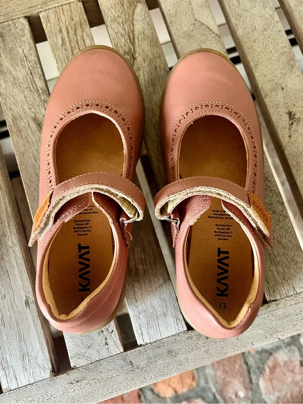 Kavat Pink Leather Mary Jane Shoes EU 31 Swedish Minimalist Kids Flats